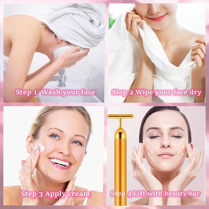 24K Gold Energy Beauty Bar Electric Facial Massage Roller