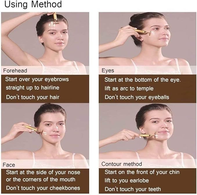 24K Gold Energy Beauty Bar Electric Facial Massage Roller