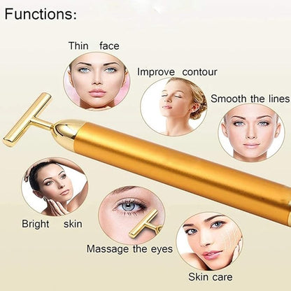 24K Gold Energy Beauty Bar Electric Facial Massage Roller