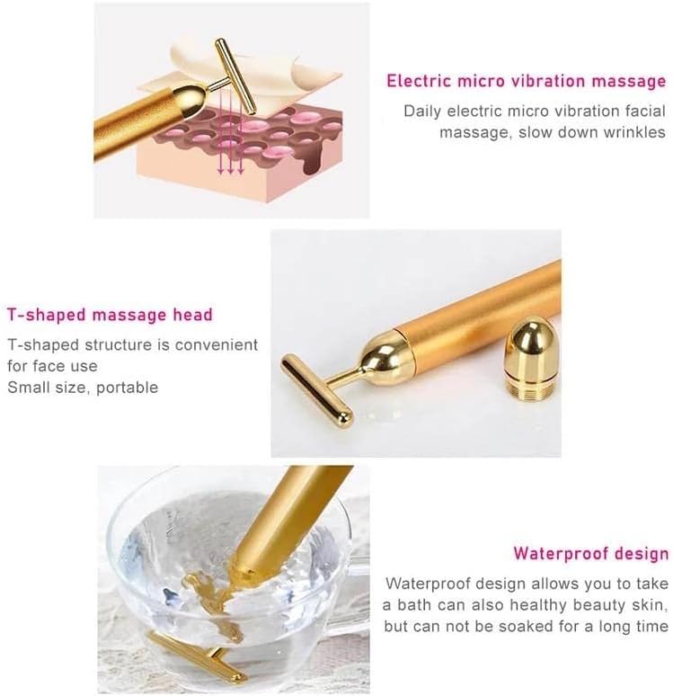 24K Gold Energy Beauty Bar Electric Facial Massage Roller